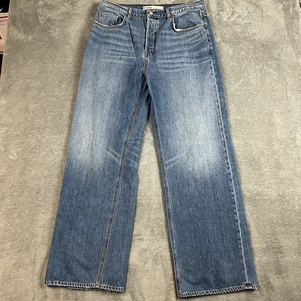 Grlfrnd Jeans Womens 32 Wide‎ Leg Medium Wash Denim High Rise Clean Girl